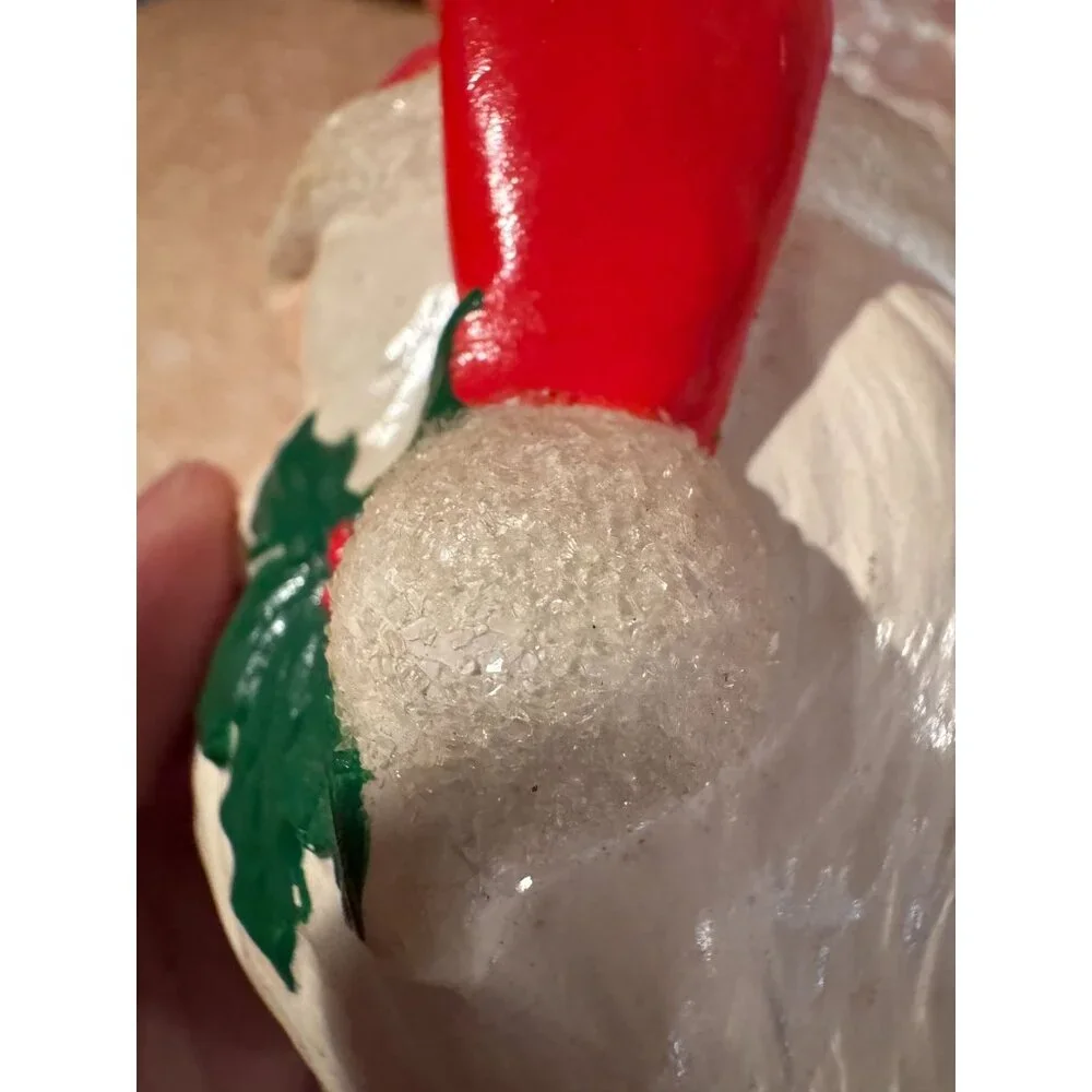 Vintage‎ 1980 Santa Head Ornament – Glitter Trim, Hand-Painted Details 🎅✨